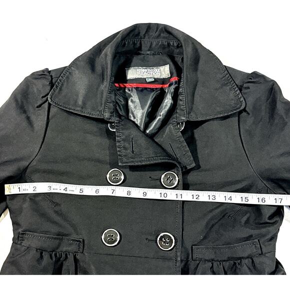 Kenneth Cole Reaction Women’s Black Double Breasted Trench Coat Medium - Picture 3 of 10